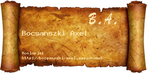 Bocsanszki Axel névjegykártya